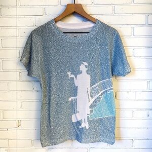 Litographs The Great Gatsby Navy Blue Short Sleeve Stretchy Tops Sz S